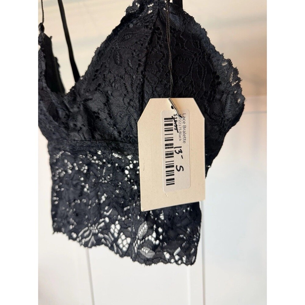 Hidden Brand Black Lace Floral Bralette Bra Wireless Adjustable Straps Size S